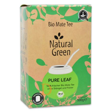Rubber Halve cirkel teer Mate Set Natural Green PURE LEAF - INOX (PURE LEAF 500g + Mate cup INOX  white + Bombilla Hexagonal 17cm)